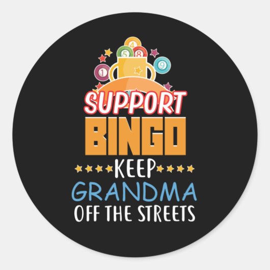 Sticker Rond support drôle Bingo Grandma mot art (Devant)
