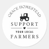 Sticker Rond Support Ferme locale Ajouter un nom Farmers Marché (Devant)