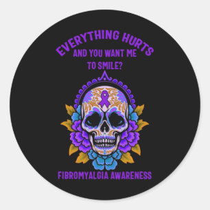 Sticker Rond Support Peau de sensibilisation à la fibromyalgie 