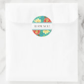Sticker Rond Support Rose de feuille de Ranunculus moderne (Sac)