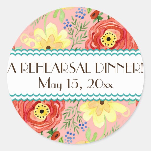 Sticker Rond Support Rose de feuille de Ranunculus moderne (Devant)