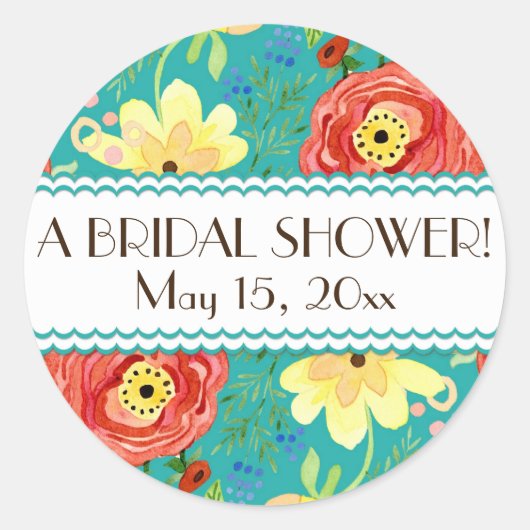 Sticker Rond Support Rose de feuille de Ranunculus moderne (Devant)