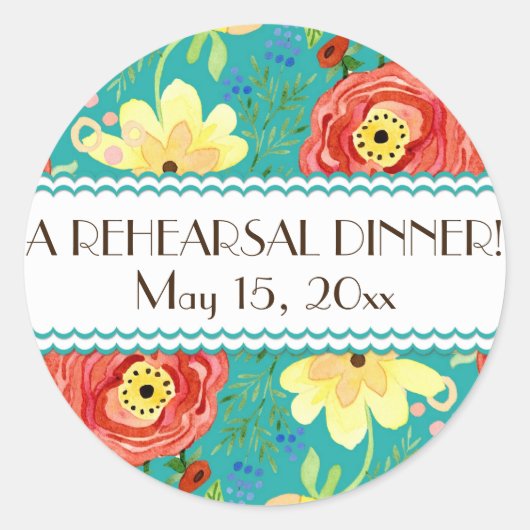 Sticker Rond Support Rose de feuille de Ranunculus moderne (Devant)