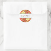 Sticker Rond Support Rose de feuille de Ranunculus moderne (Sac)