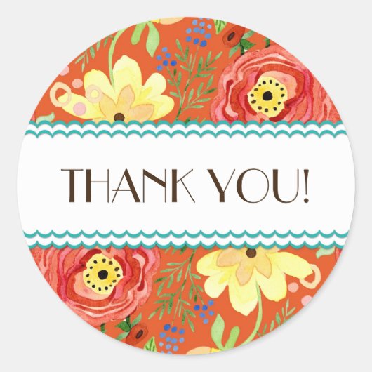 Sticker Rond Support Rose de feuille de Ranunculus moderne (Devant)