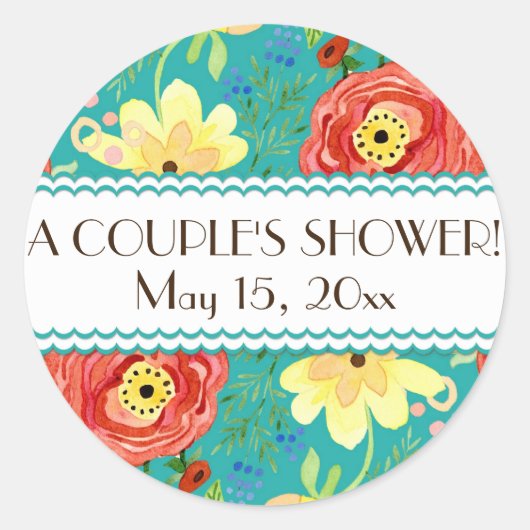 Sticker Rond Support Rose de feuille de Ranunculus moderne (Devant)