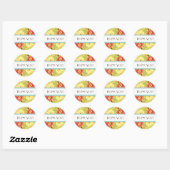 Sticker Rond Support Rose de feuille de Ranunculus moderne (Feuille)