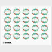Sticker Rond Support Rose de feuille de Ranunculus moderne (Feuille)