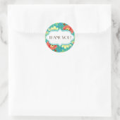 Sticker Rond Support Rose de feuille de Ranunculus moderne (Sac)
