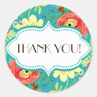 Sticker Rond Support Rose de feuille de Ranunculus moderne