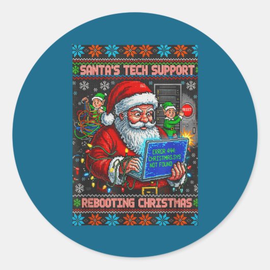 Sticker Rond Support s Tech Santa Ugly Rebooting (Devant)
