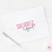 Sticker Rond Support Squad Breast Cancer Pink Ribbon Awareness (Enveloppe)