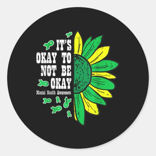 Sticker Rond Support Squad Mental Health Awareness Lime Green R (Devant)