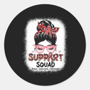 Sticker Rond Support Squad Messy Bun Butterfly Cerveau Aneurysm