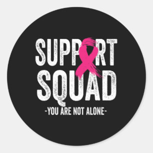 Sticker Rond Support Squad Pink Ribbon Warrior Breast Cancer Aw