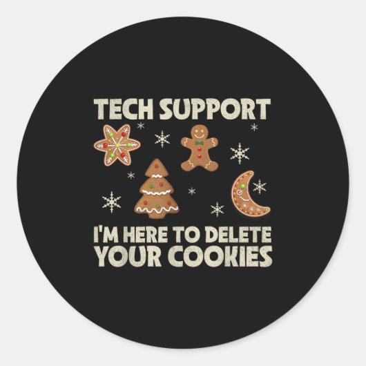 Sticker Rond Support Technique De Noël Ici Pour Supprimer Cooki (Devant)