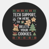 Sticker Rond Support Technique De Noël Ici Pour Supprimer Les C (Devant)