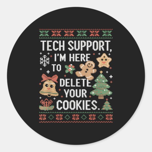 Sticker Rond Support Technique De Noël Ici Pour Supprimer Les C (Devant)