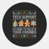Sticker Rond Support Technique De Noël Ici Pour Supprimer Les C (Devant)