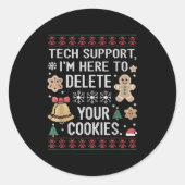 Sticker Rond Support Technique De Noël Ici Pour Supprimer Les C (Devant)