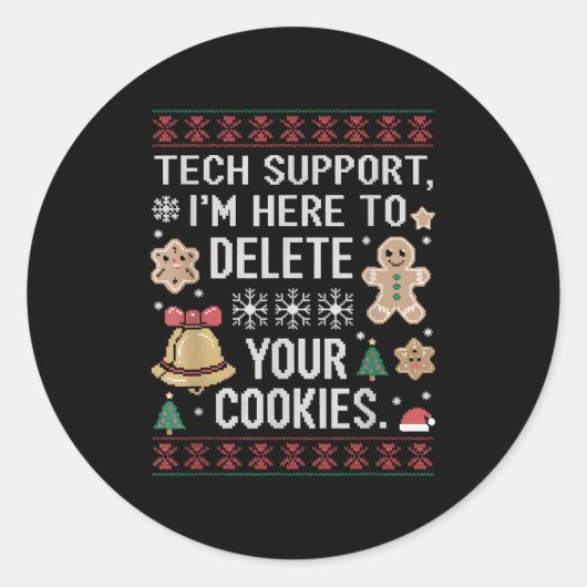 Sticker Rond Support Technique De Noël Ici Pour Supprimer Les C (Devant)