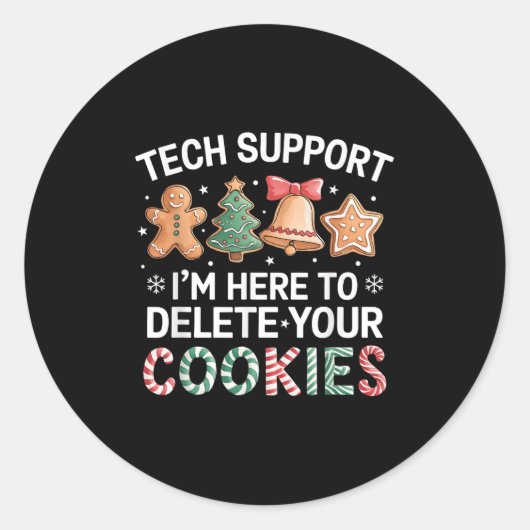 Sticker Rond Support Technique De Noël Ici Pour Supprimer Les C (Devant)