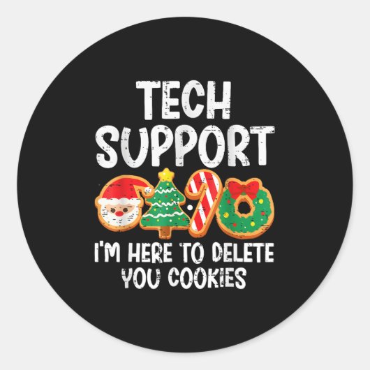 Sticker Rond Support Technique De Noël Ici Pour Supprimer Les C (Devant)