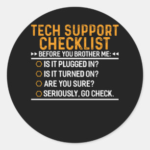 Sticker Rond Support technique Geek informatique Funny Techie G