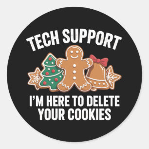 Sticker Rond Support Technique Ici Pour Supprimer Les Cookies N