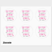 Sticker Rond Support The Fighters Breast Cancer Pink Ribbon (Feuille)