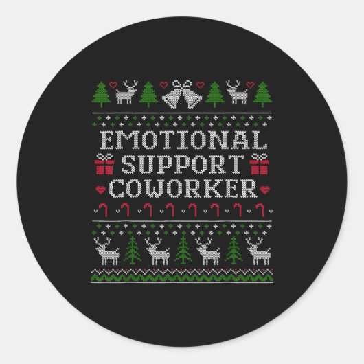 Sticker Rond Suprt Coworker Retro Ugly Christmas Saying Quote  (Devant)