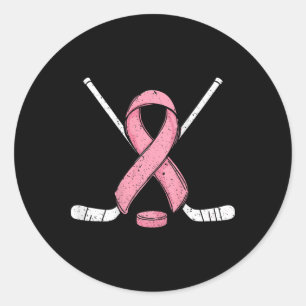Sticker Rond (sur Ck) Mois du cancer du sein de hockey sur glac