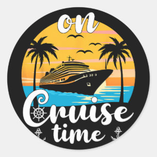 Sticker Rond Sur Croisière Heure Plage Vacances Été Corresponda
