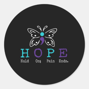 Sticker Rond Sur Hope Semicolon Cadeaux de Prévention du Suicid