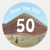 Sticker Rond Sur la colline 50e anniversaire drôle (Devant)