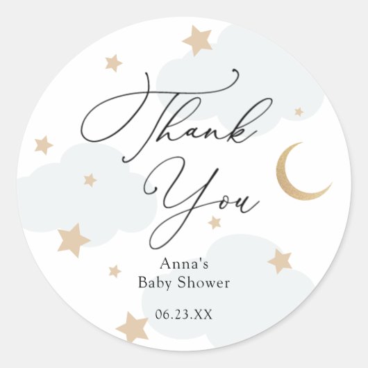 Sticker Rond Sur la lune Baby shower cadeau Stick classique ron (Devant)