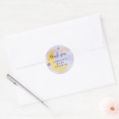 Sticker Rond Sur la Lune, Baby shower pourpre Favor (Enveloppe)