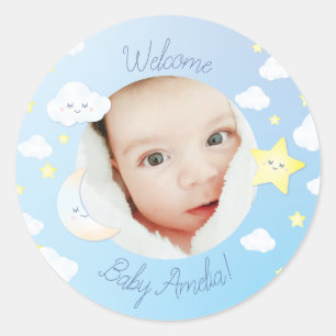 Sticker Rond Sur la Lune et les étoiles