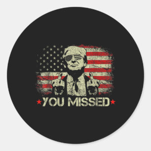Sticker Rond (sur le dos) Trump 2024 Us American Flag vous a ma