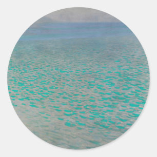 Sticker Rond Sur le lac Attersee par Gustav Klimt, Art Vintage