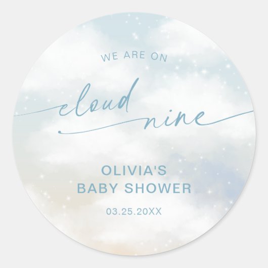 Sticker Rond Sur le nuage 9 Baby showers Vibrant Bleu (Devant)