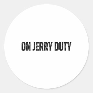 Sticker Rond Sur les skis de garde de Jerry, drôle de blague de