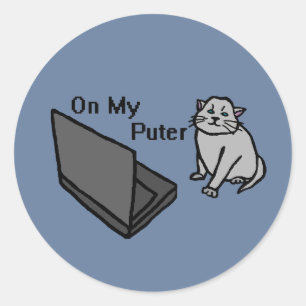 Sticker Rond Sur Mon Ordi Drôle De Chat Gris Mème