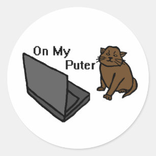 Sticker Rond Sur Mon Ordinateur Drôle De Chat Brun Mème