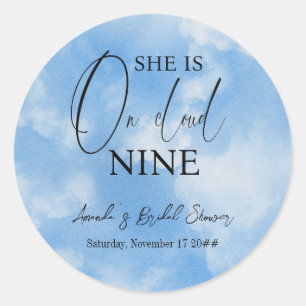 Sticker Rond Sur un nuage 9 Calligraphie Bleue Enterrement de V
