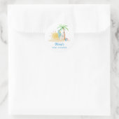 Sticker Rond Surbord Sunshine Beach Palm Tree Baby shower (Sac)