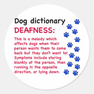 Sticker Rond Surdité - dictionnaire pour chien
