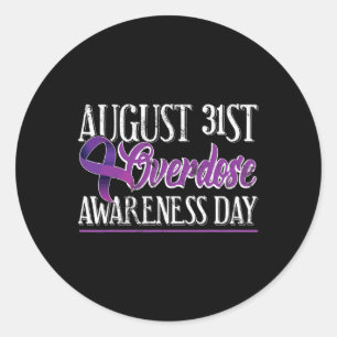 Sticker Rond Surdose de drogue 31 août Purple Ribbon Tee