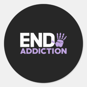 Sticker Rond Surdose de sensibilisation à la fin de la dépendan
