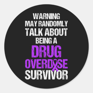 Sticker Rond Surdose de sensibilisation Guerrier Survivant 9